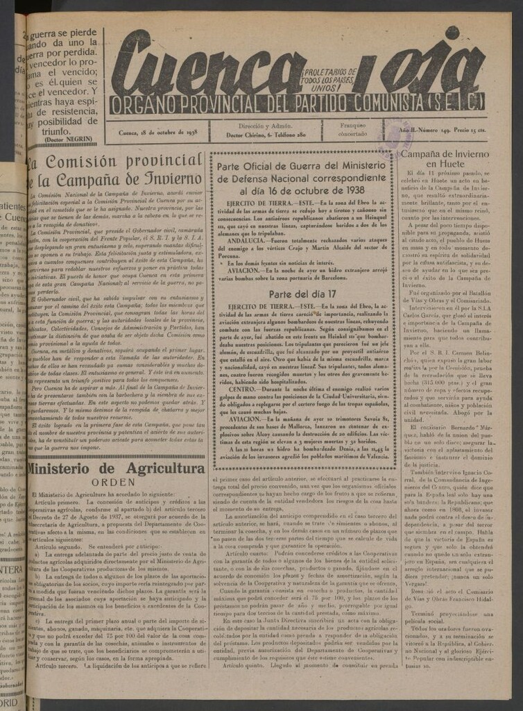 Miniatura de Cuenca Roja : órgano del Partido Comunista del 18 de octubre de 1938