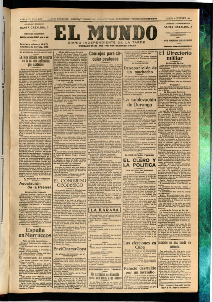 Miniatura de El Mundo del 9 de octubre de 1924