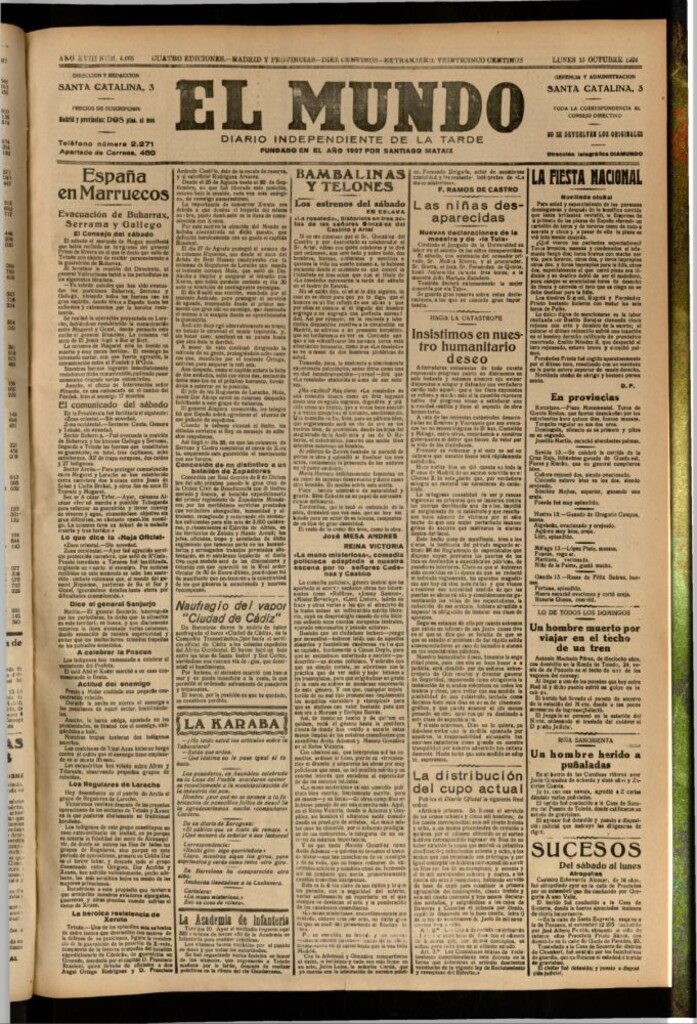 Miniatura de El Mundo del 13 de octubre de 1924