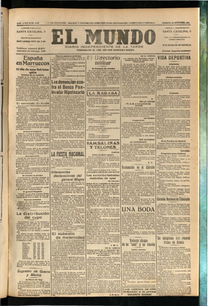 Miniatura de El Mundo del 18 de octubre de 1924