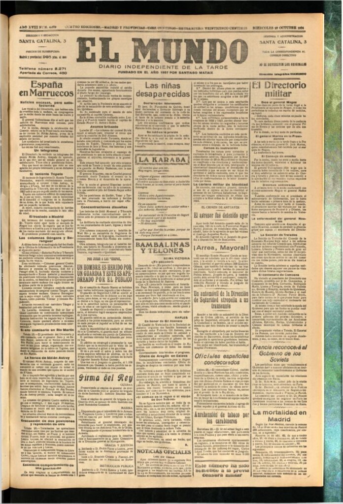 Miniatura de El Mundo del 29 de octubre de 1924