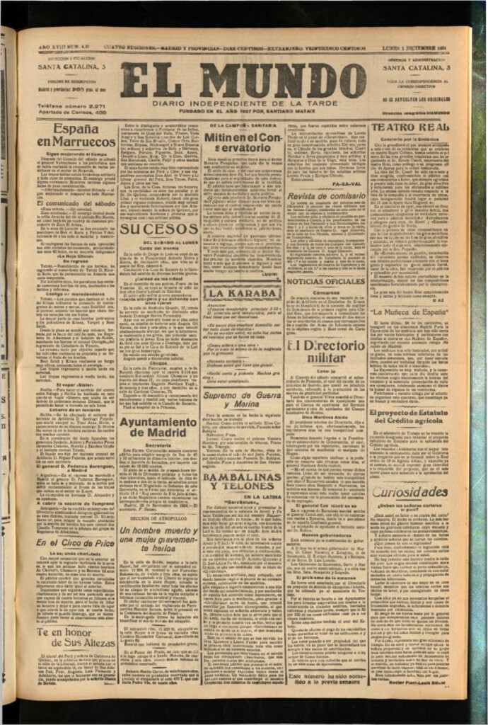 Miniatura de El Mundo del 1 de diciembre de 1924