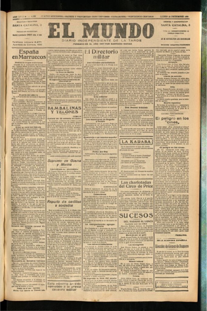 Miniatura de El Mundo del 15 de diciembre de 1924