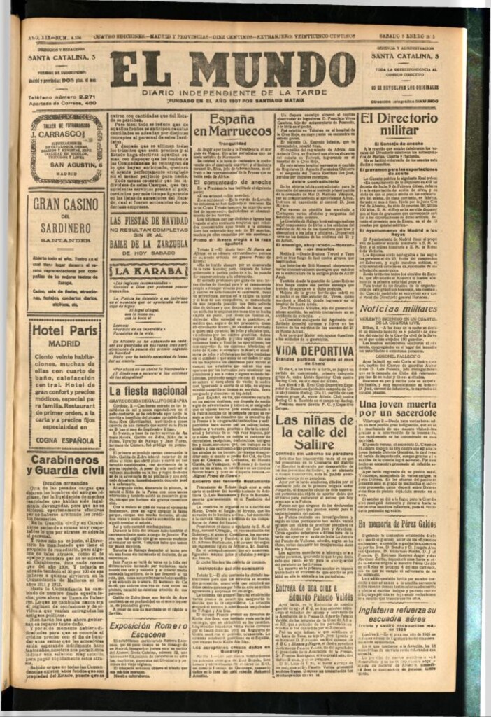 Miniatura de El Mundo del 3 de enero de 1925