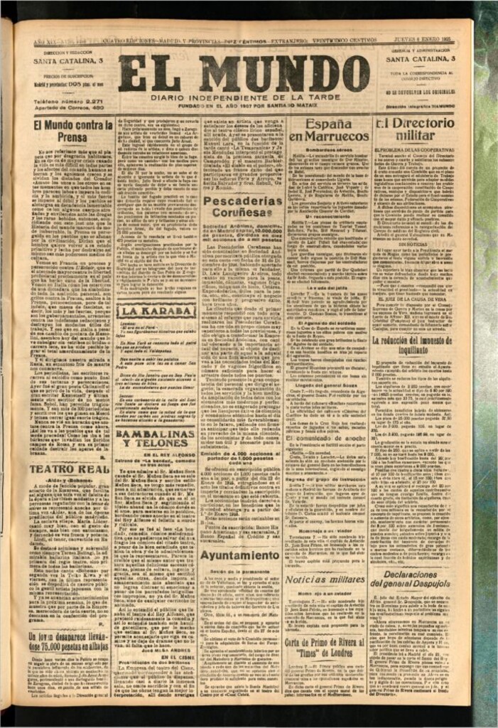 Miniatura de El Mundo del 8 de enero de 1925