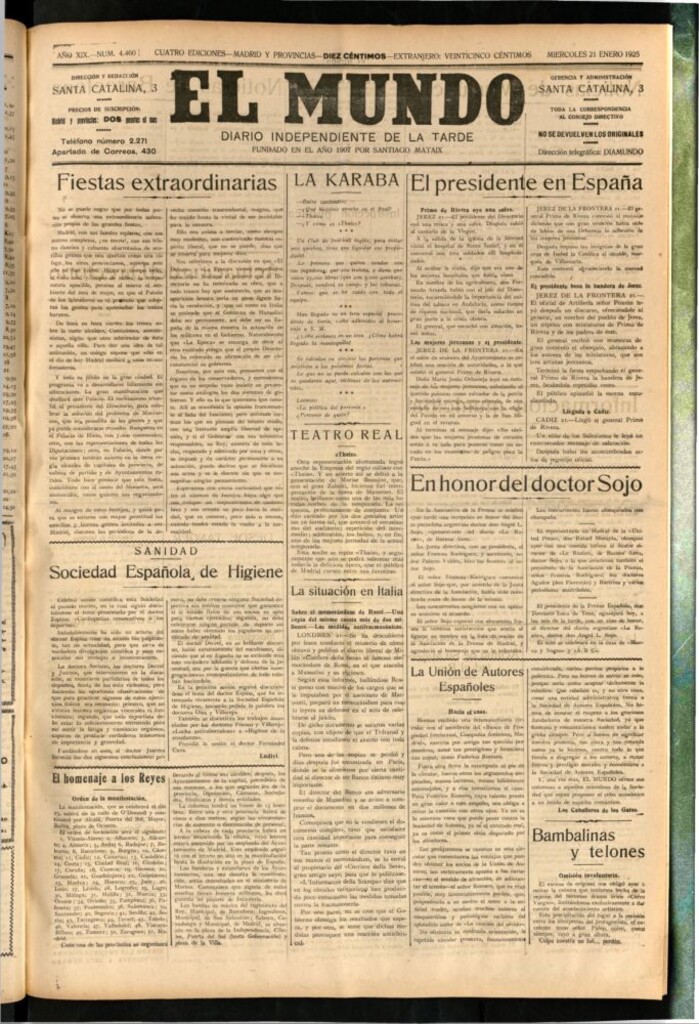 Miniatura de El Mundo del 21 de enero de 1925