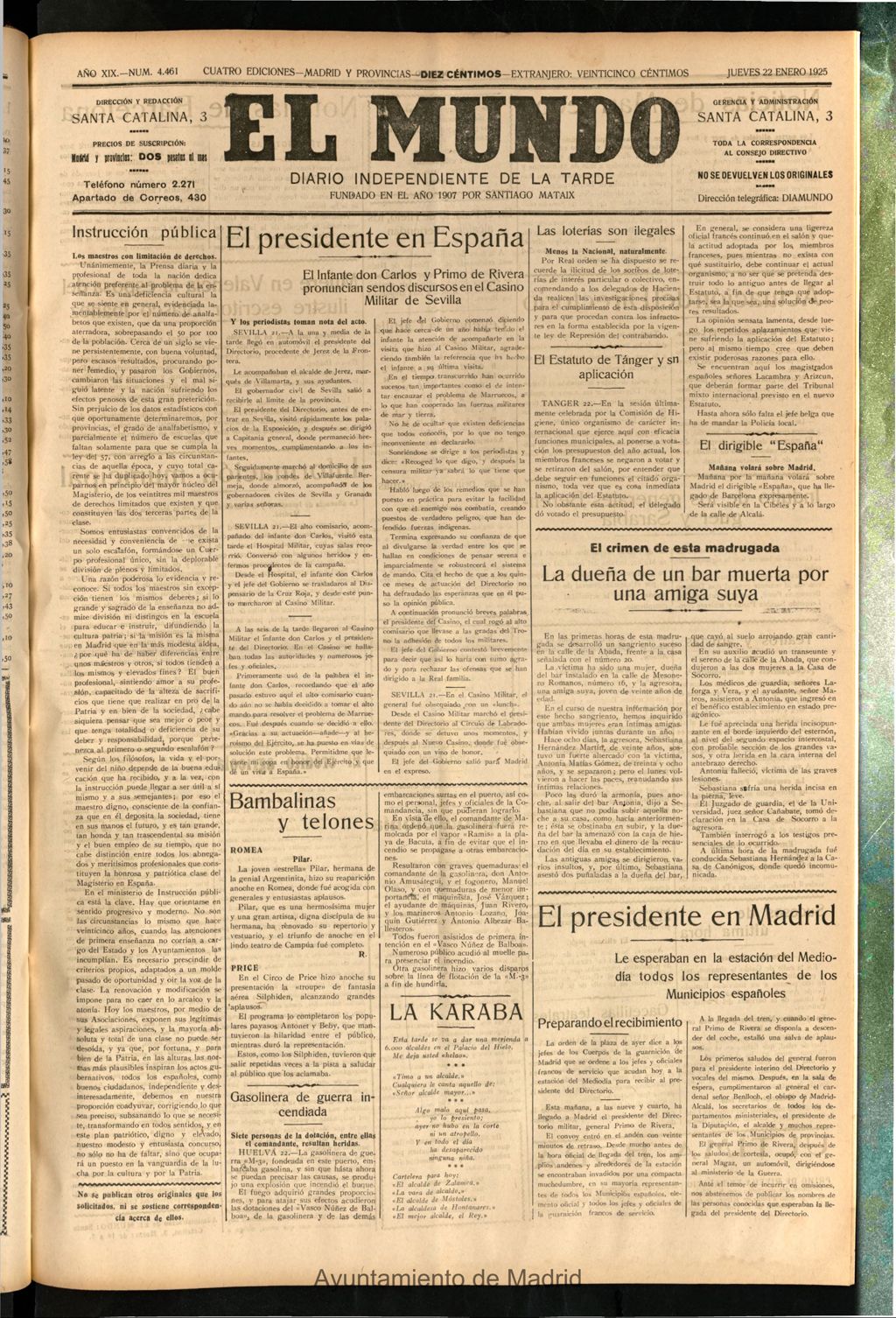 Miniatura de El Mundo del 22 de enero de 1925