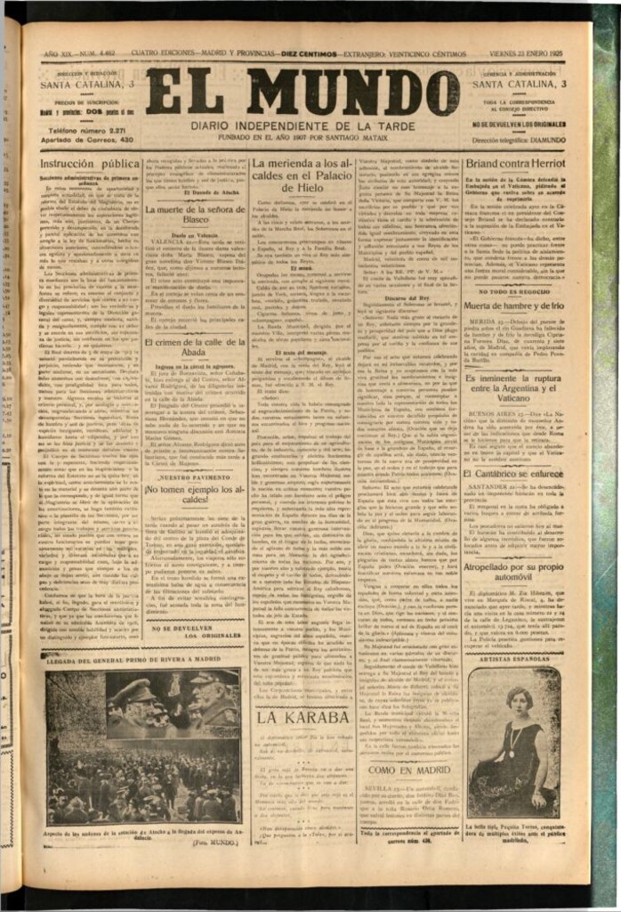 Miniatura de El Mundo del 23 de enero de 1925