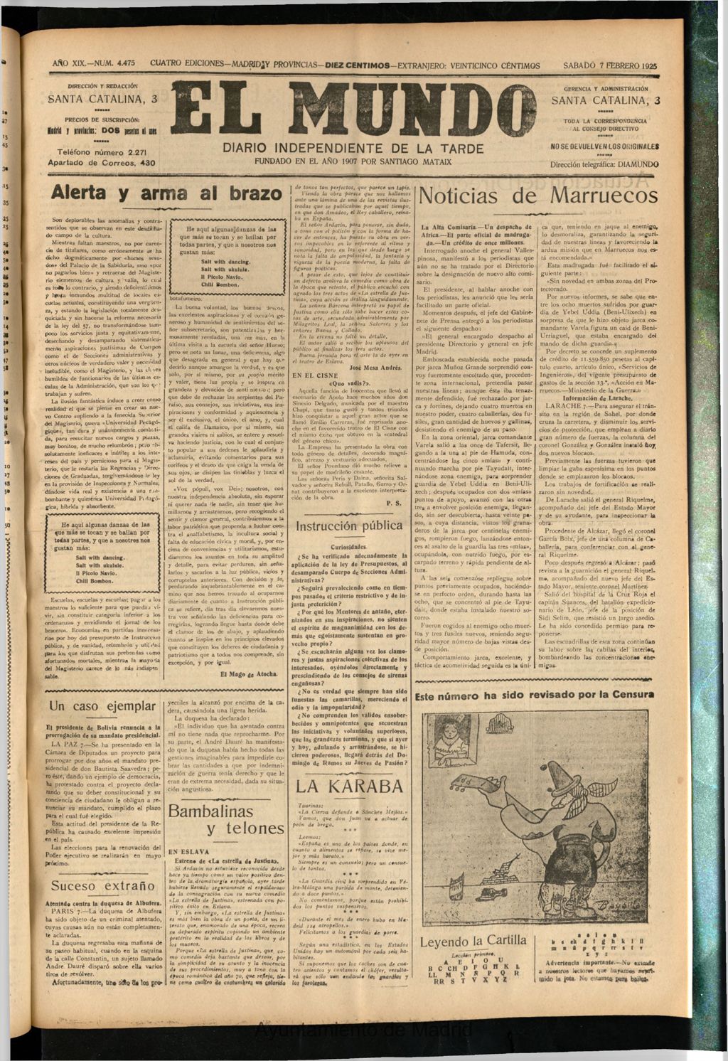 Miniatura de El Mundo del 7 de febrero de 1925