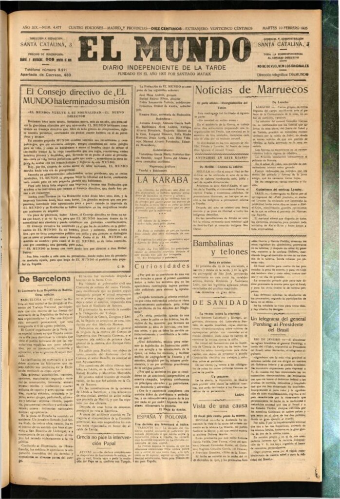 Miniatura de El Mundo del 10 de febrero de 1925