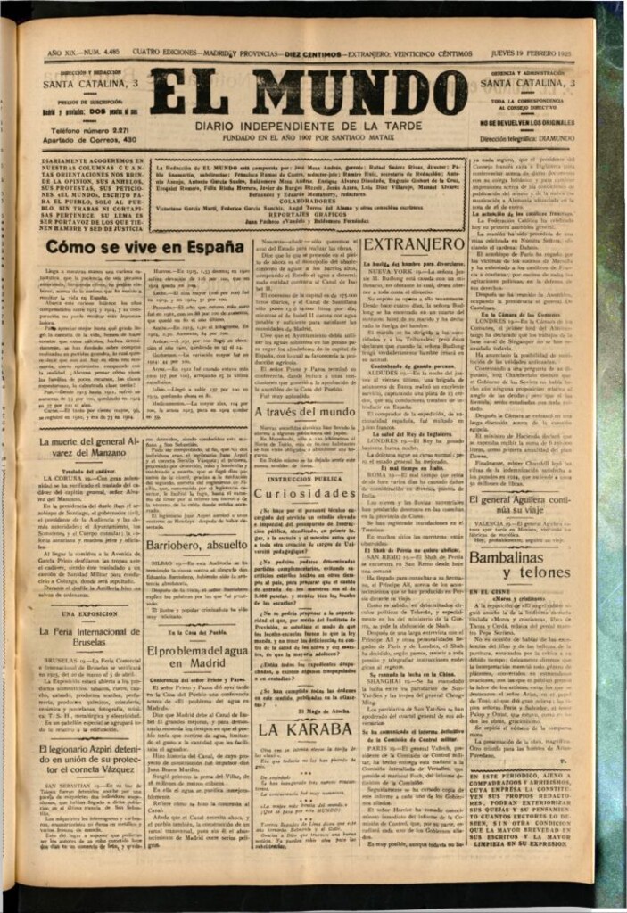 Miniatura de El Mundo del 19 de febrero de 1925