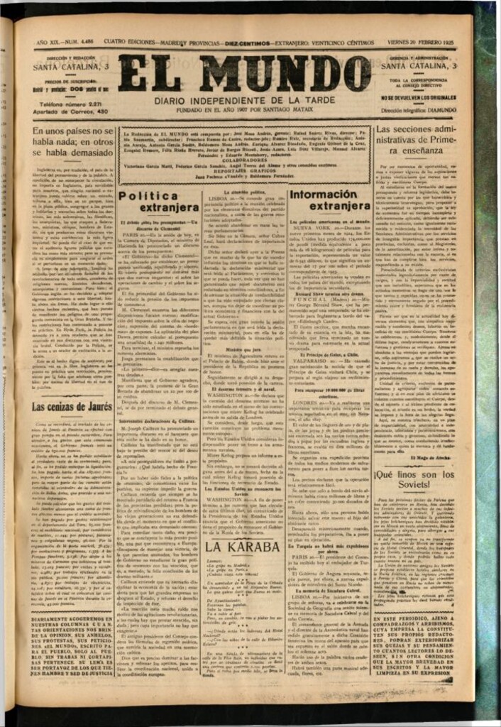 Miniatura de El Mundo del 20 de febrero de 1925