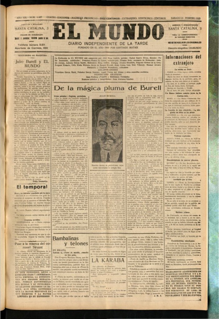 Miniatura de El Mundo del 21 de febrero de 1925