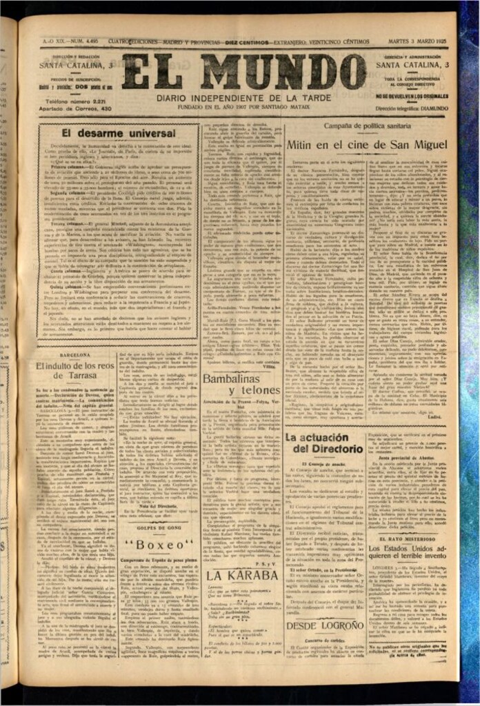 Miniatura de El Mundo del 3 de marzo de 1925