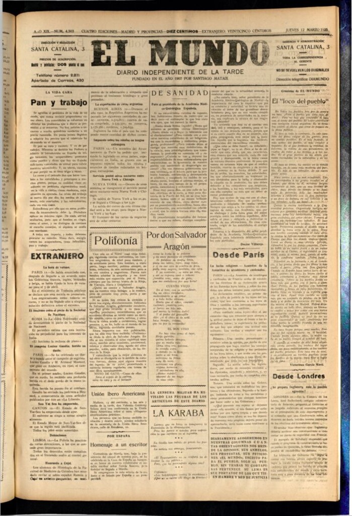 Miniatura de El Mundo del 12 de marzo de 1925