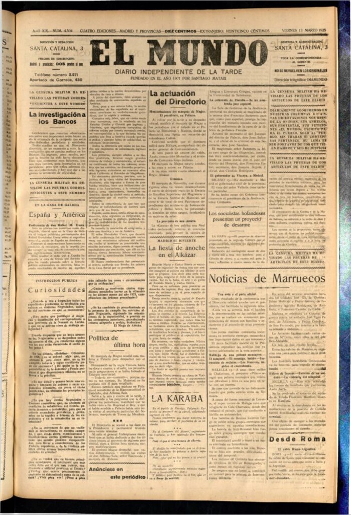 Miniatura de El Mundo del 13 de marzo de 1925