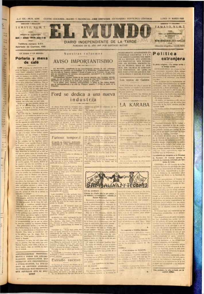 Miniatura de El Mundo del 16 de marzo de 1925
