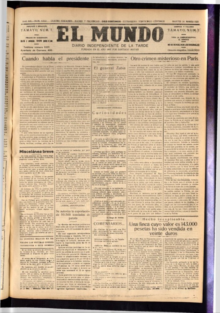 Miniatura de El Mundo del 24 de marzo de 1925