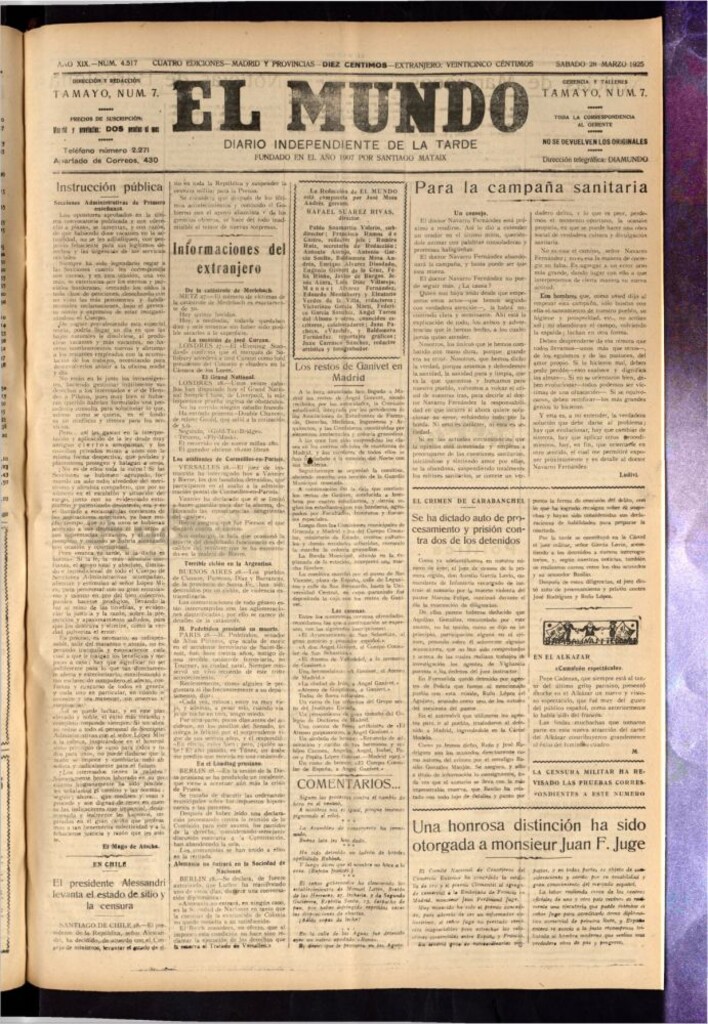 Miniatura de El Mundo del 28 de marzo de 1925