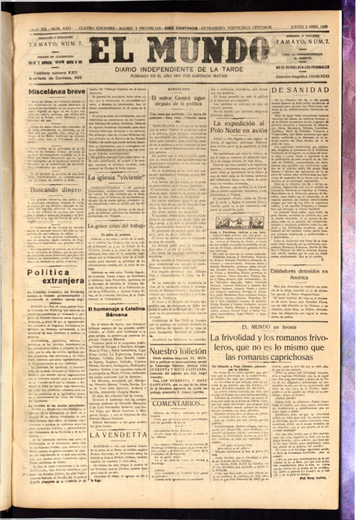 Miniatura de El Mundo del 2 de abril de 1925