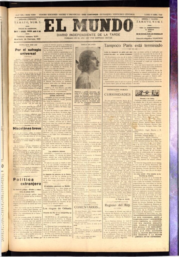 Miniatura de El Mundo del 6 de abril de 1925