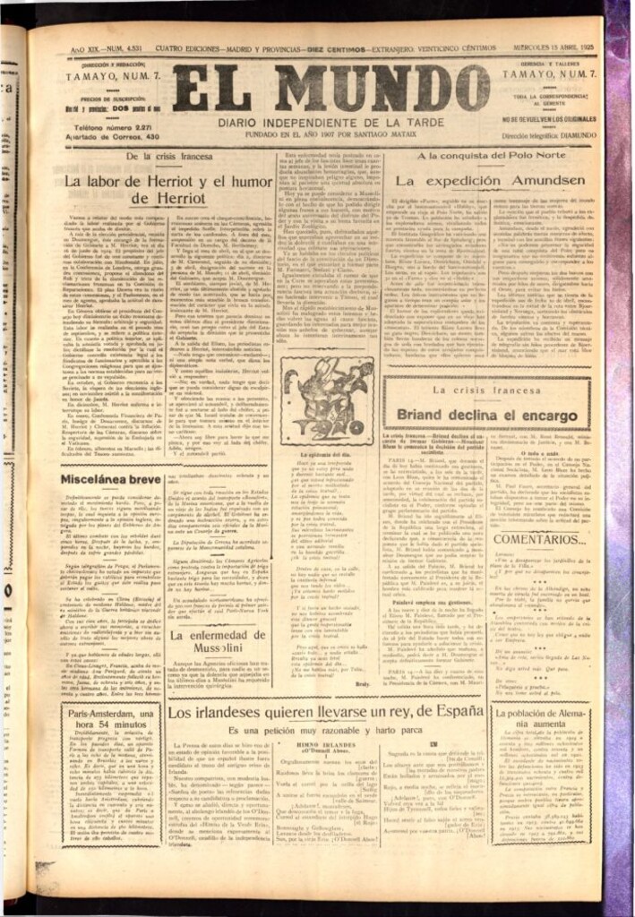 Miniatura de El Mundo del 15 de abril de 1925