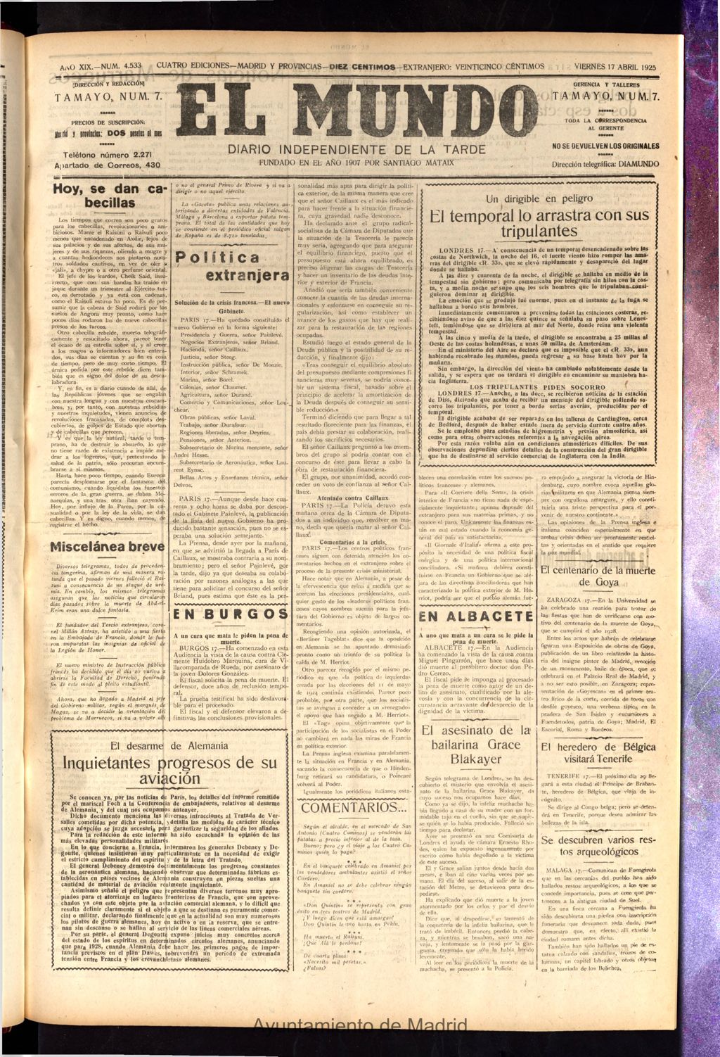 Miniatura de El Mundo del 17 de abril de 1925