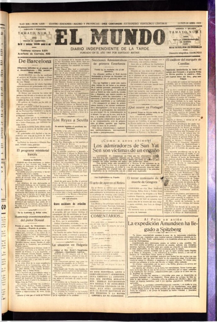 Miniatura de El Mundo del 20 de abril de 1925