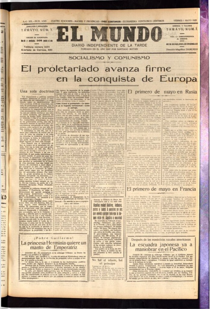 Miniatura de El Mundo del 1 de mayo de 1925