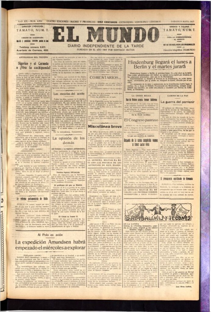 Miniatura de El Mundo del 9 de mayo de 1925