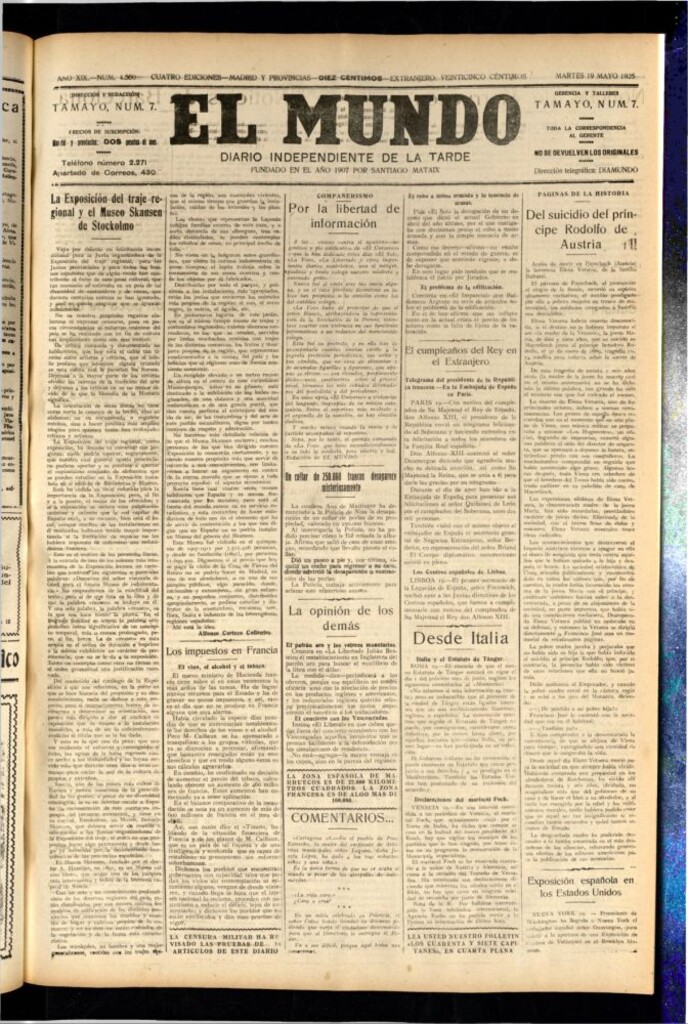Miniatura de El Mundo del 19 de mayo de 1925