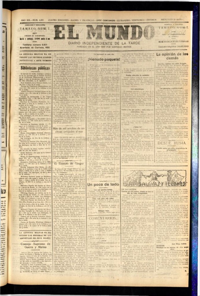 Miniatura de El Mundo del 20 de mayo de 1925