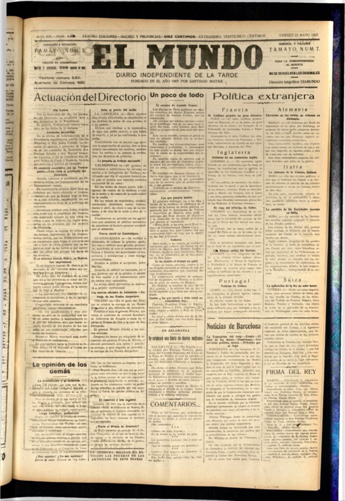Miniatura de El Mundo del 22 de mayo de 1925