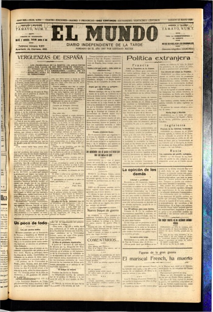 Miniatura de El Mundo del 23 de mayo de 1925