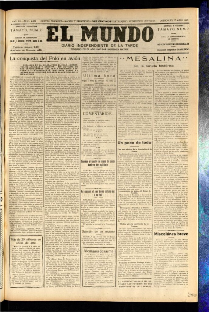 Miniatura de El Mundo del 27 de mayo de 1925