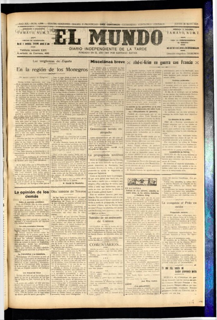Miniatura de El Mundo del 28 de mayo de 1925