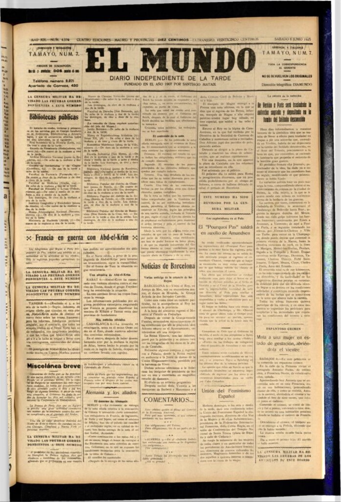 Miniatura de El Mundo del 6 de junio de 1925