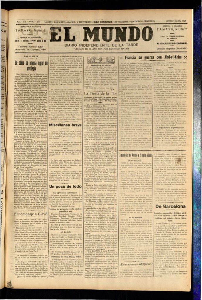 Miniatura de El Mundo del 8 de junio de 1925