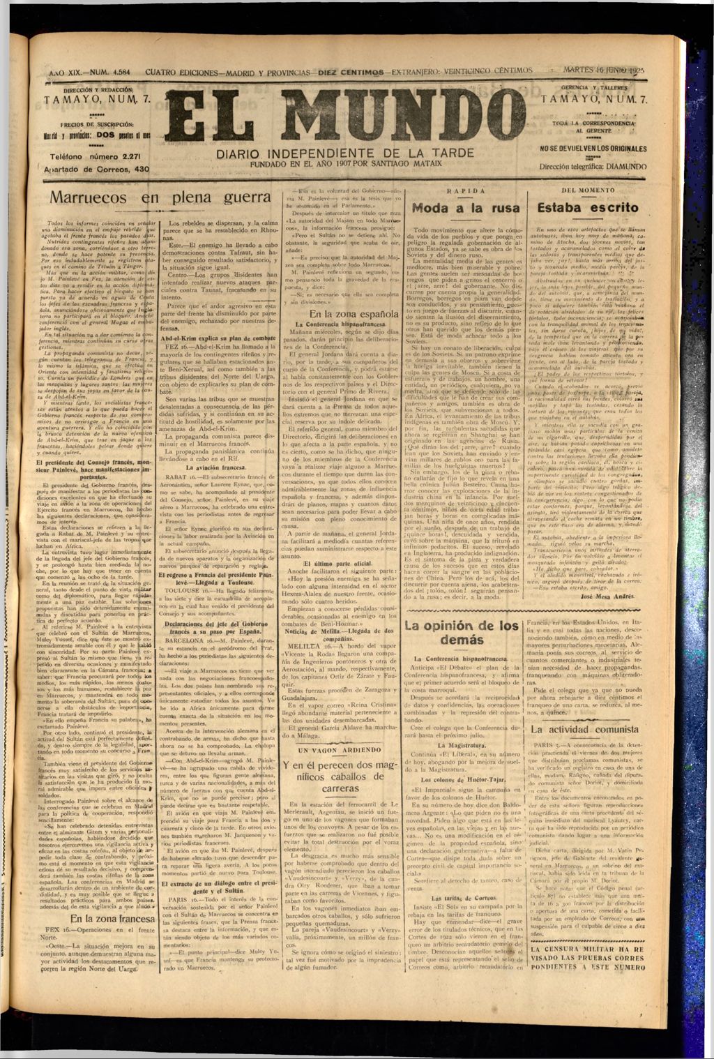 Miniatura de El Mundo del 16 de junio de 1925