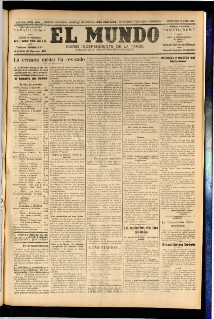 Miniatura de El Mundo del 17 de junio de 1925