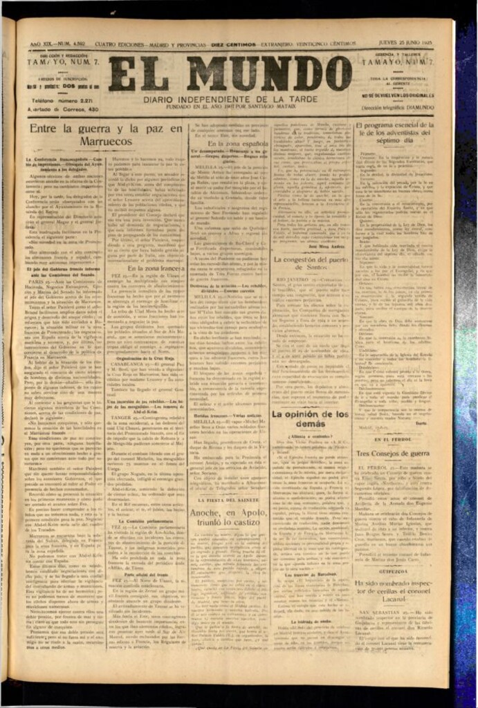 Miniatura de El Mundo del 25 de junio de 1925