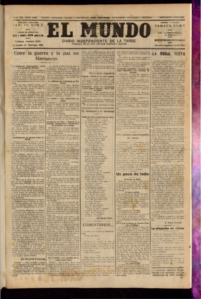 Miniatura de El Mundo del 1 de julio de 1925