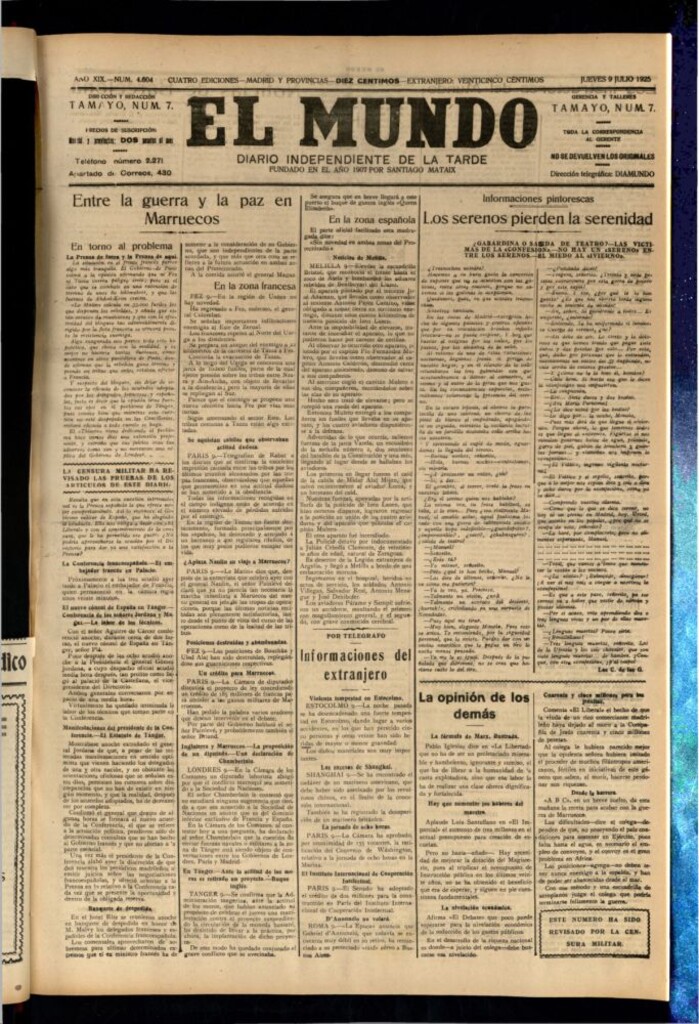 Miniatura de El Mundo del 9 de julio de 1925