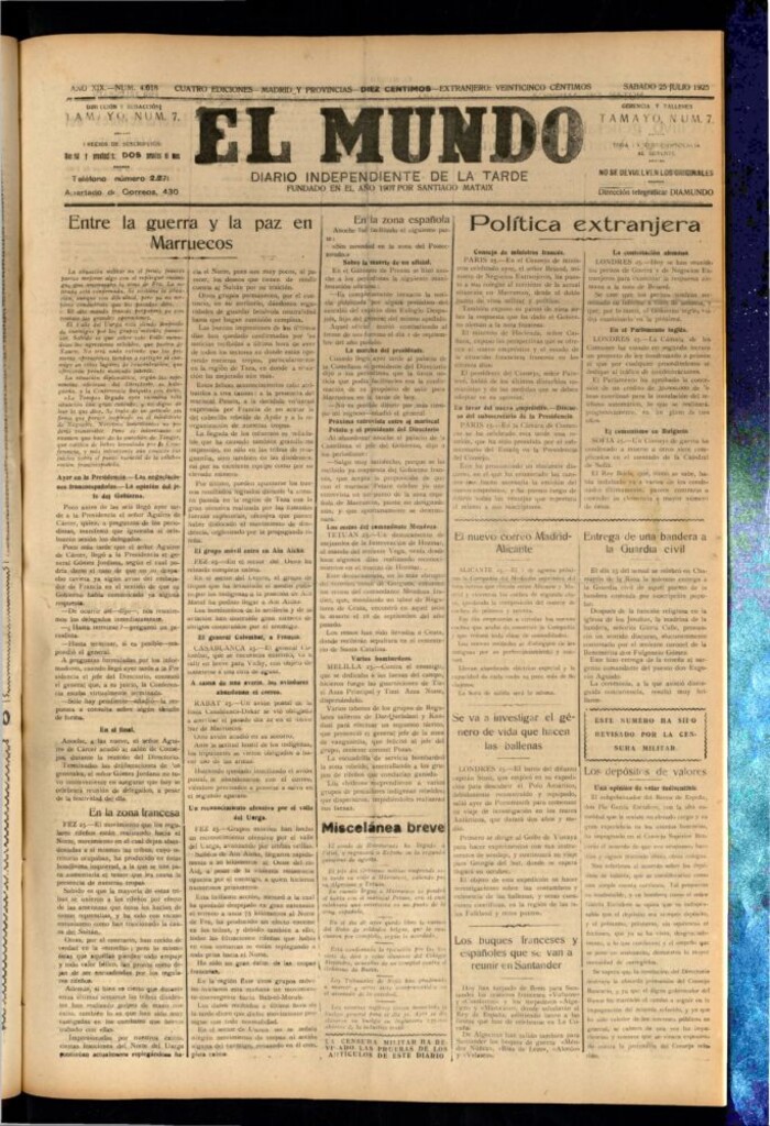 Miniatura de El Mundo del 25 de julio de 1925