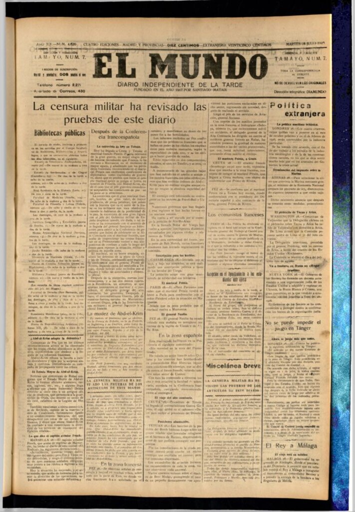 Miniatura de El Mundo del 28 de julio de 1925
