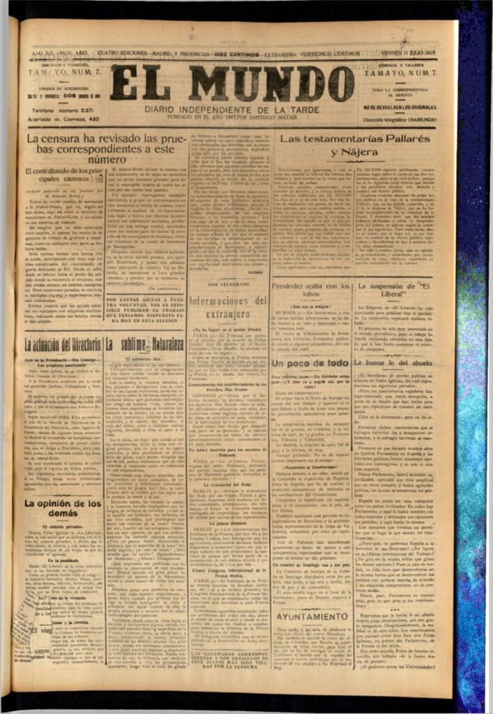 Miniatura de El Mundo del 31 de julio de 1925