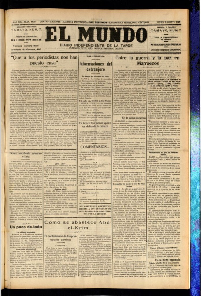 Miniatura de El Mundo del 3 de agosto de 1925