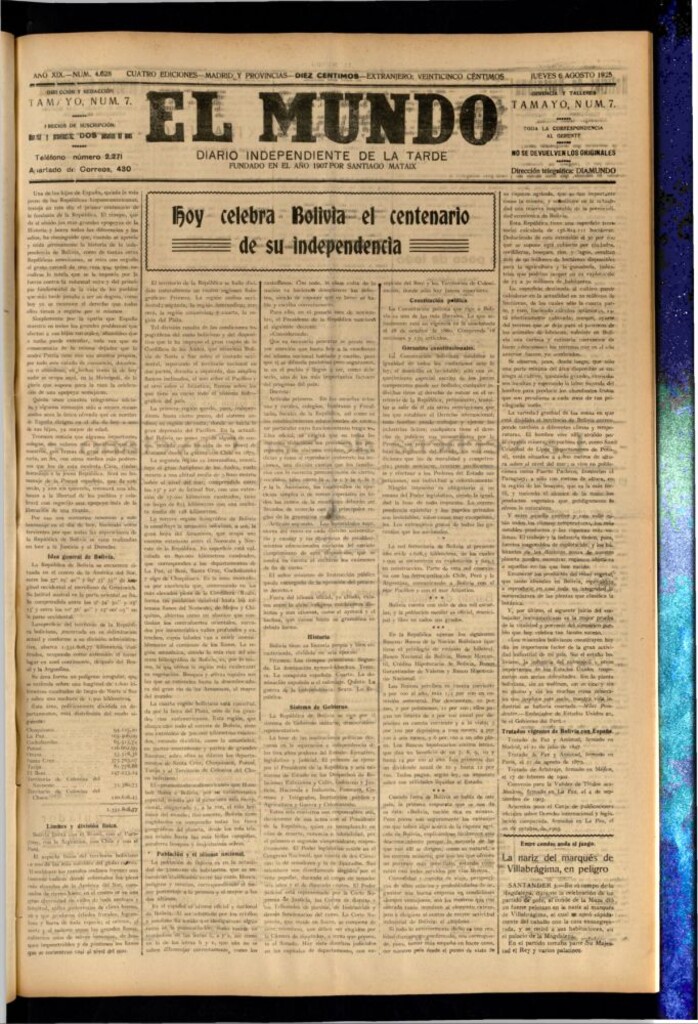Miniatura de El Mundo del 6 de agosto de 1925