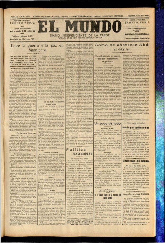 Miniatura de El Mundo del 7 de agosto de 1925