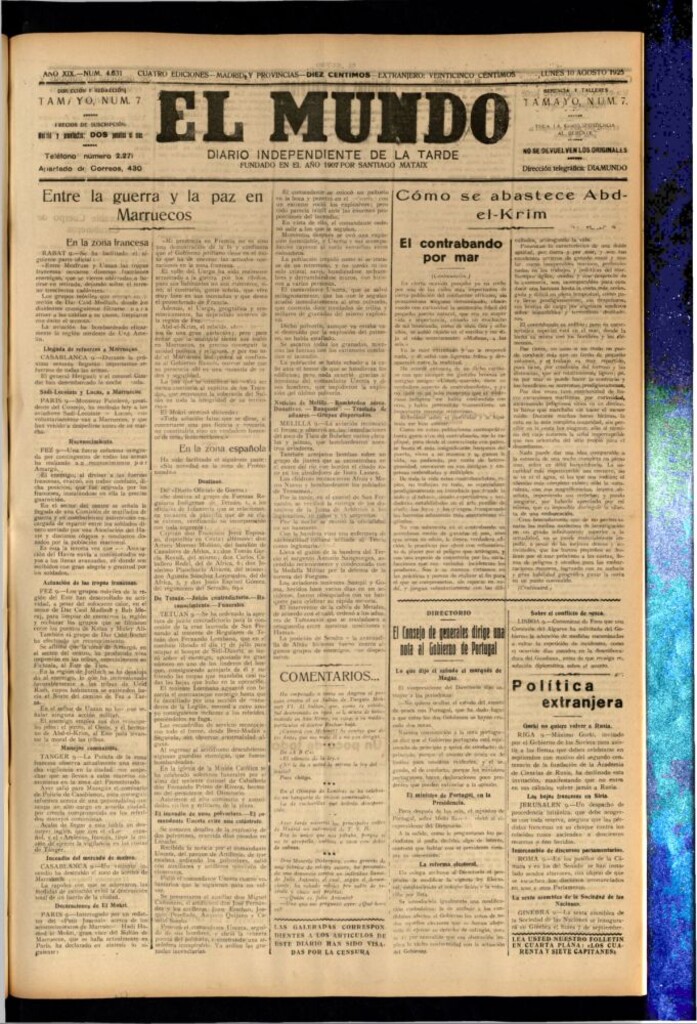 Miniatura de El Mundo del 10 de agosto de 1925